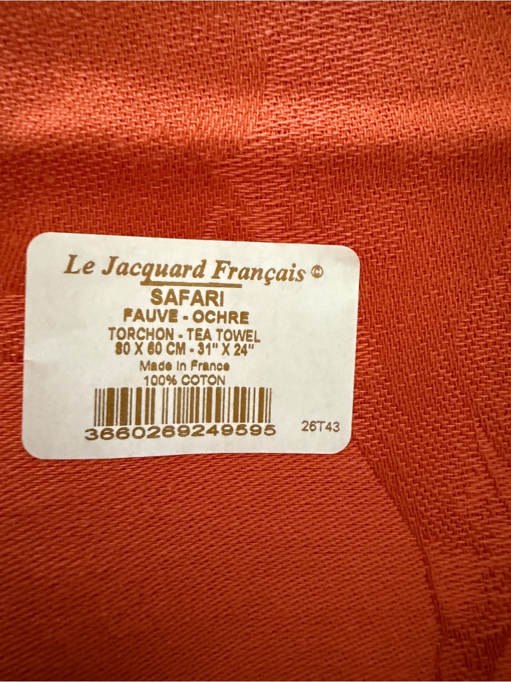 Le Jacquard Francais Safari Tea Towels Set of 2 Orange Sand Animal Print New - Picture 3 of 5